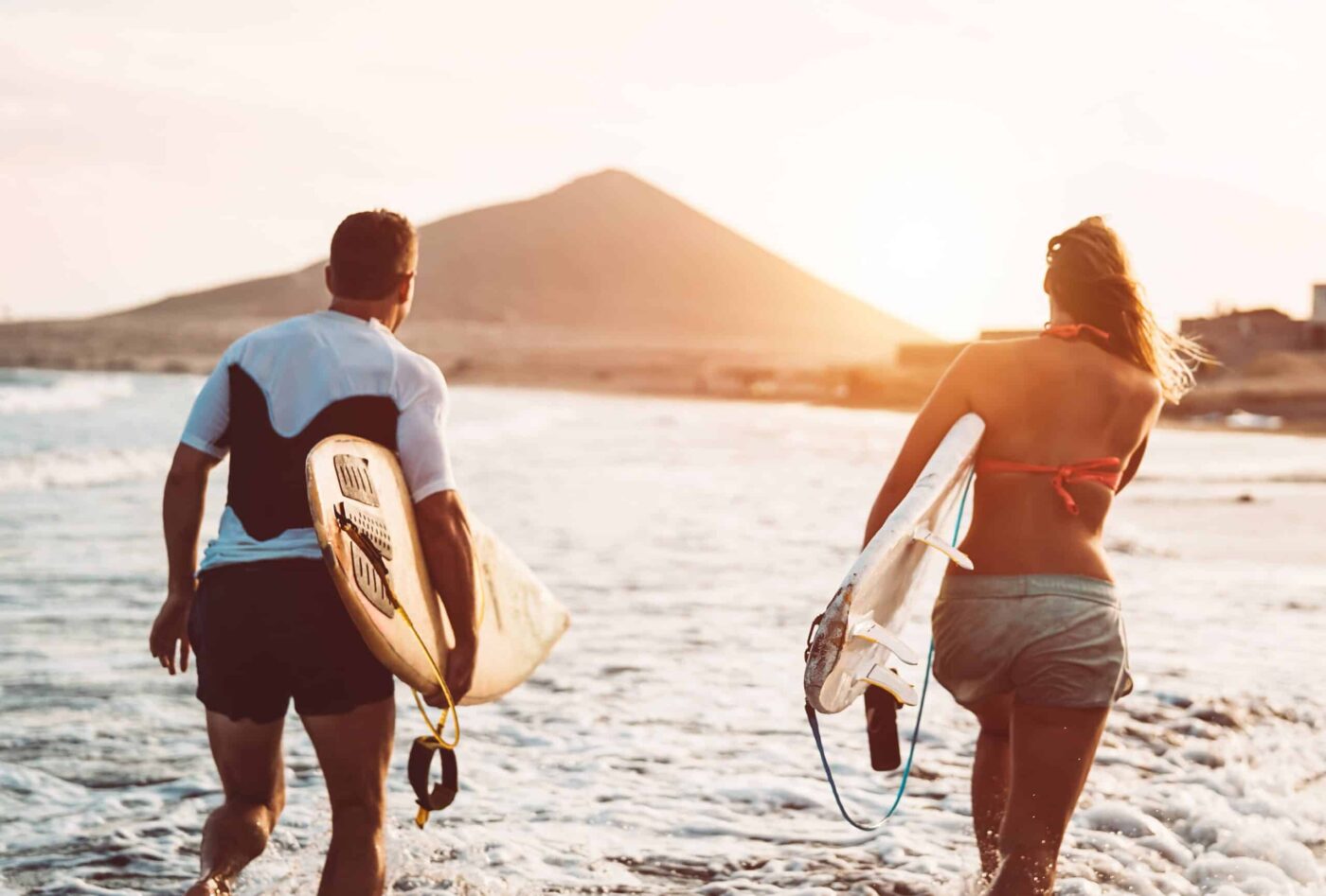 Sunset surfing