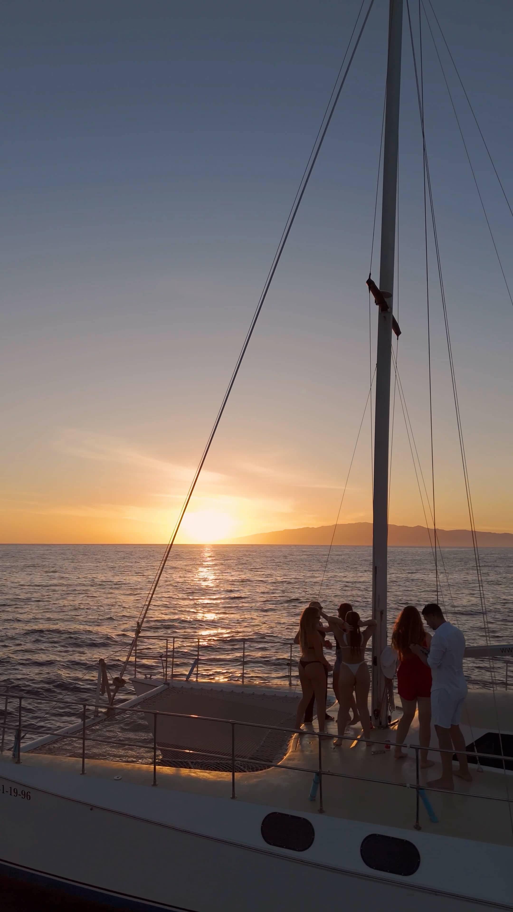 Relaxing day aboard the catamaran